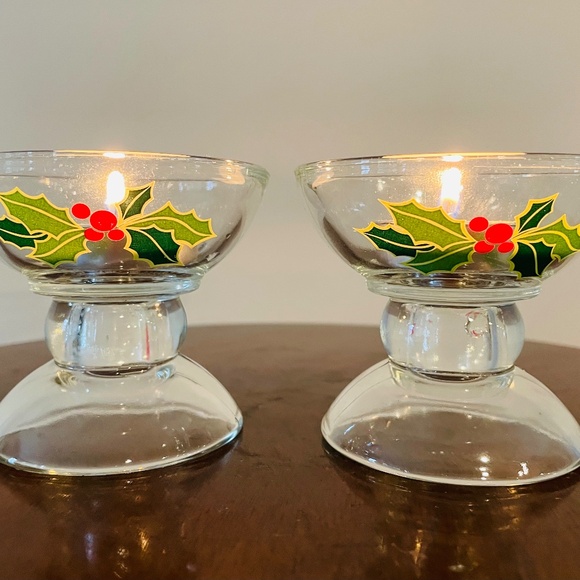 Vintage Avon “Holiday Hostess Collection" glass candle holders from 1981 - Picture 1 of 7